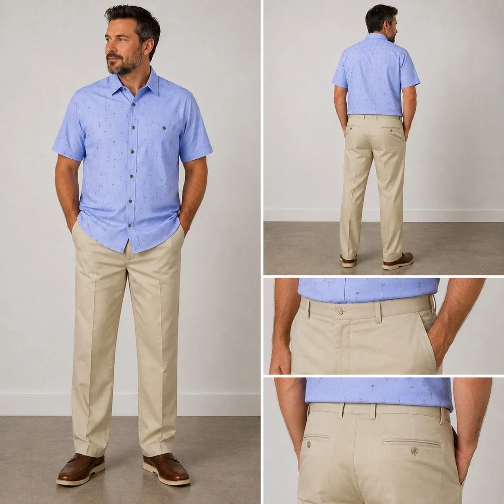 Banana Republic Non-Iron Tailored Slim Fit Chinos Khaki Tan 36x34 Career Office